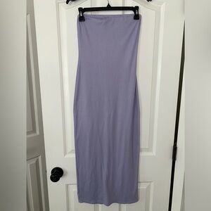 Lilac strapless midi dress
